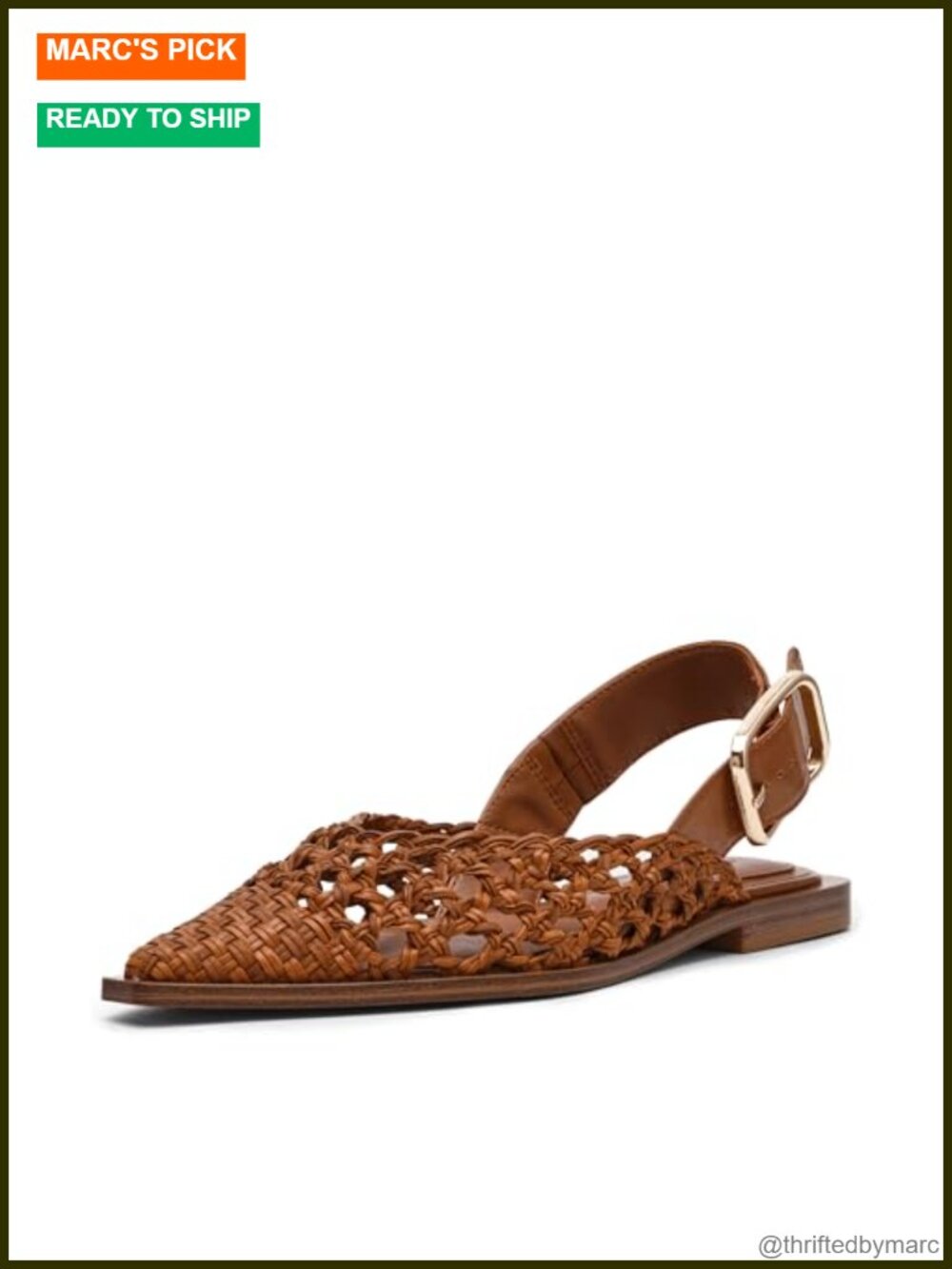 Woven Pointed Toe Slingback Flats with 0.75 Inch Heel Casual Everyday Shoes